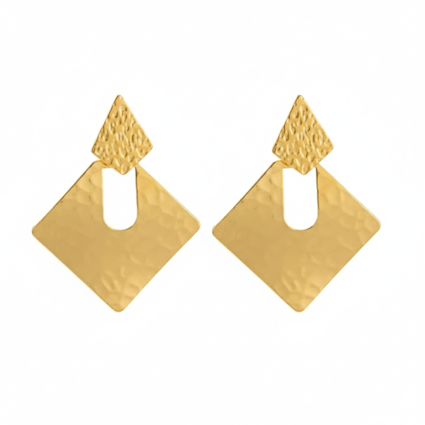 Maxi Pendientes de Rombo con Efecto Martillado
